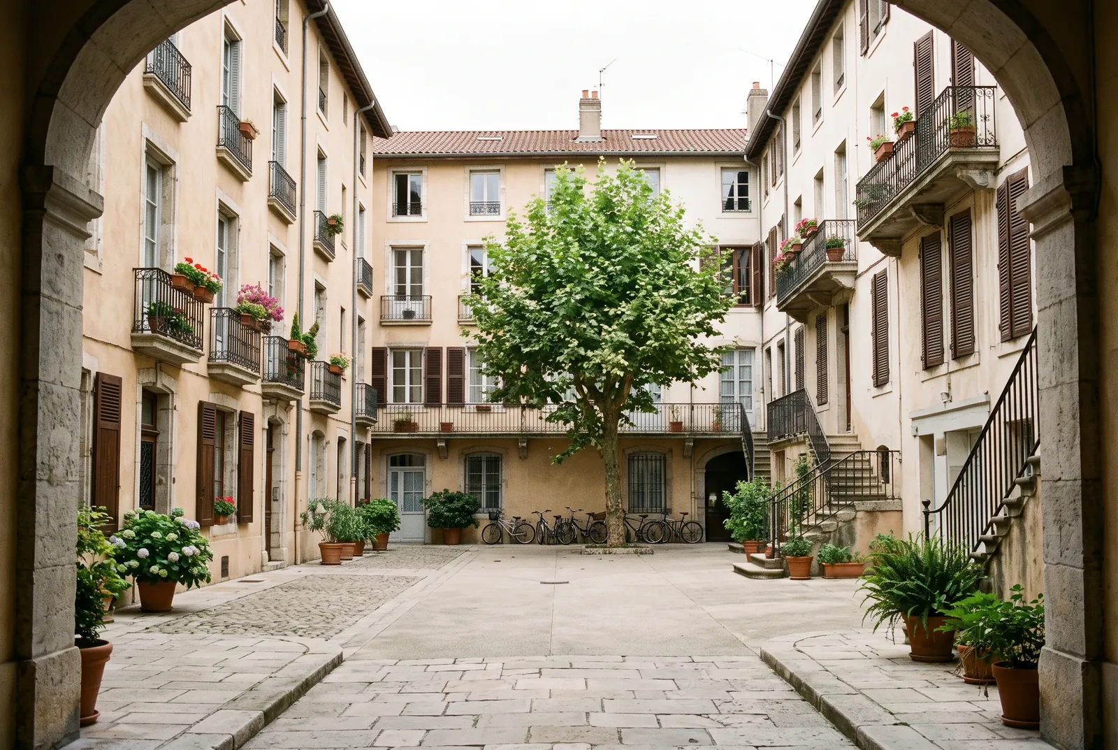 Cour intérieure d'un immeuble à Valence